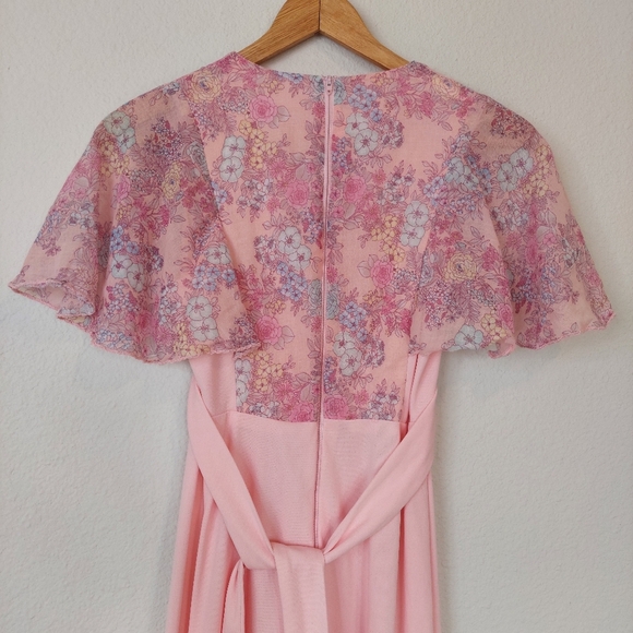 Vintage Terri Juniors Floral V-neck Slip Maxi Dress Size 7 - Picture 8 of 12